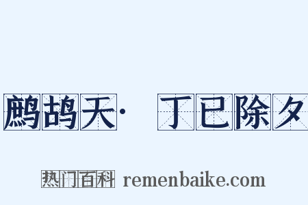 鹧鸪天·丁已除夕是什么意思的图片